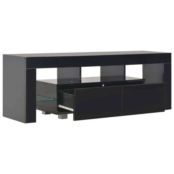 Meuble TV vidaXL avec lumières LED noir brillant 130x35x45 cm