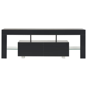 Meuble TV vidaXL avec lumières LED noir brillant 130x35x45 cm