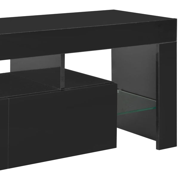 Meuble TV vidaXL avec lumières LED noir brillant 130x35x45 cm