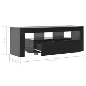 Meuble TV vidaXL avec lumières LED noir brillant 130x35x45 cm