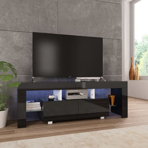 TV-Schrank mit LED-Leuchten Hochglanz-Schwarz 130x35x45 cm