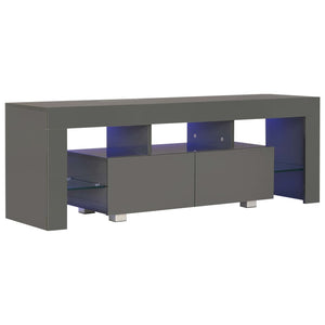 TV-Schrank mit LED-Leuchten Hochglanz-Grau 130x35x45 cm