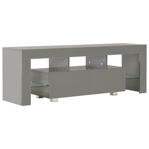 TV-Schrank mit LED-Leuchten Hochglanz-Grau 130x35x45 cm