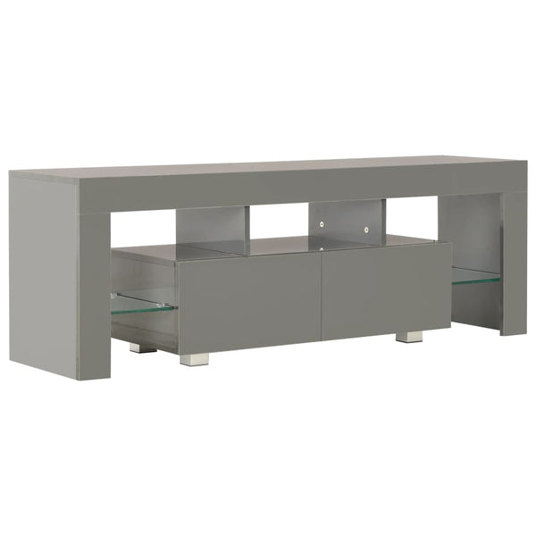 TV-Schrank mit LED-Leuchten Hochglanz-Grau 130x35x45 cm
