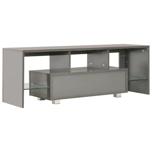 TV-Schrank mit LED-Leuchten Hochglanz-Grau 130x35x45 cm