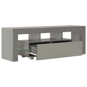 TV-Schrank mit LED-Leuchten Hochglanz-Grau 130x35x45 cm
