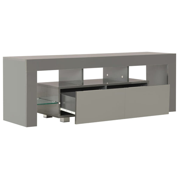 TV-Schrank mit LED-Leuchten Hochglanz-Grau 130x35x45 cm