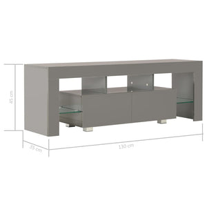TV-Schrank mit LED-Leuchten Hochglanz-Grau 130x35x45 cm