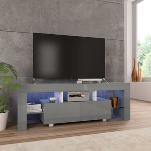 TV-Schrank mit LED-Leuchten Hochglanz-Grau 130x35x45 cm