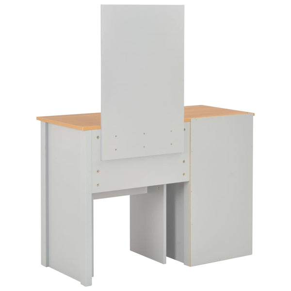 Schminktisch mit Spiegel und Hocker Grau 104x45x131 cm