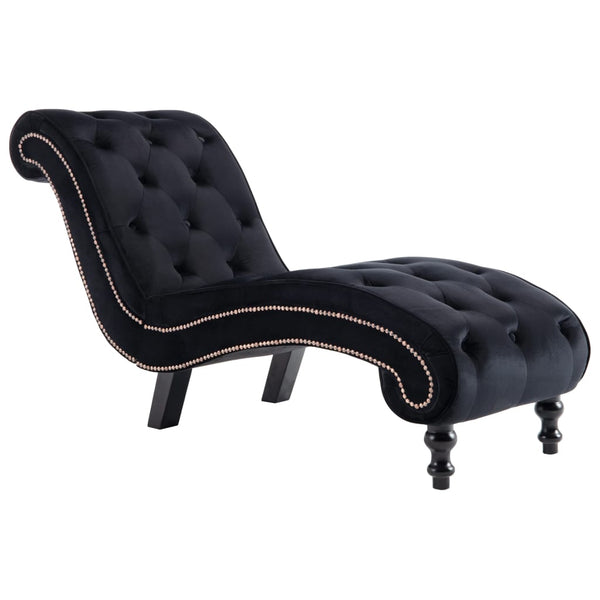 vidaXL Chaise longue en velours noir