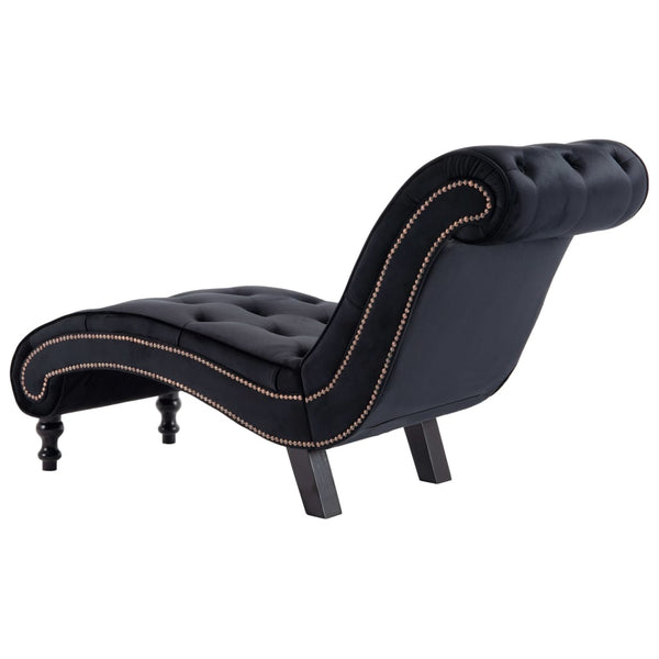 vidaXL Chaise longue en velours noir