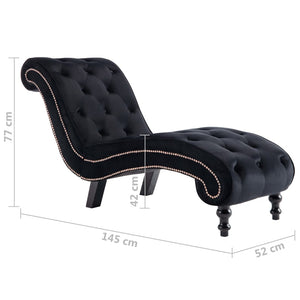vidaXL Chaise longue en velours noir