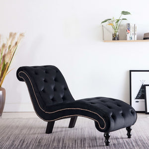 vidaXL Chaise longue en velours noir