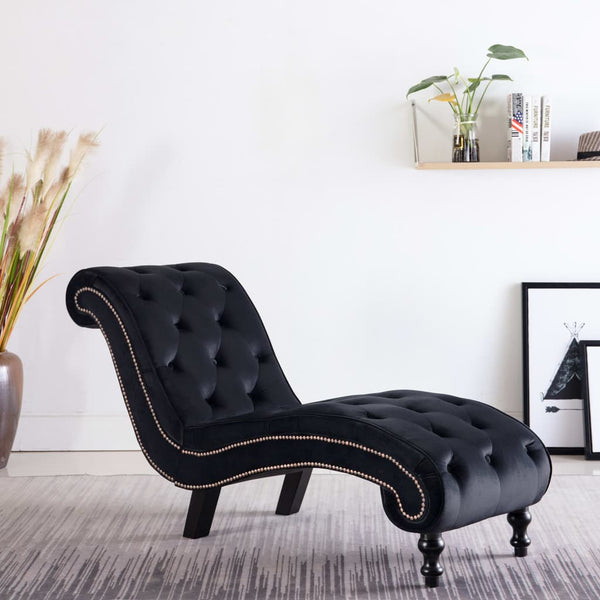 vidaXL Chaise longue en velours noir