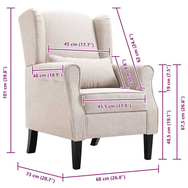 vidaXL Fauteuil tissu beige