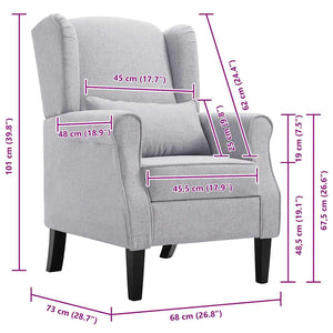vidaXL Fauteuil Gris Clair Tissu