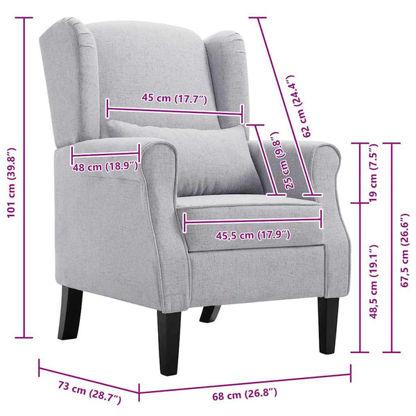 vidaXL Fauteuil Gris Clair Tissu