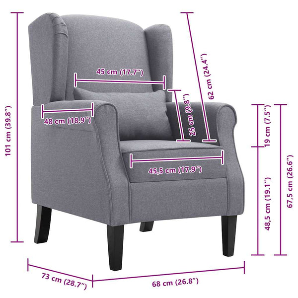 vidaXL Fauteuil Gris foncé Tissu