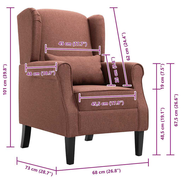 vidaXL Fauteuil tissu marron