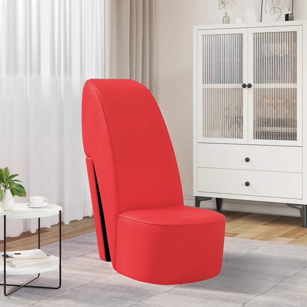 vidaXL Chaise en forme de chaussure à talon haut rouge cuir synthétique