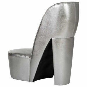 Stuhl in Stöckelschuh-Form Silbern Kunstleder