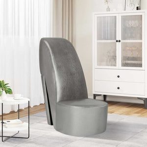 Stuhl in Stöckelschuh-Form Silbern Kunstleder