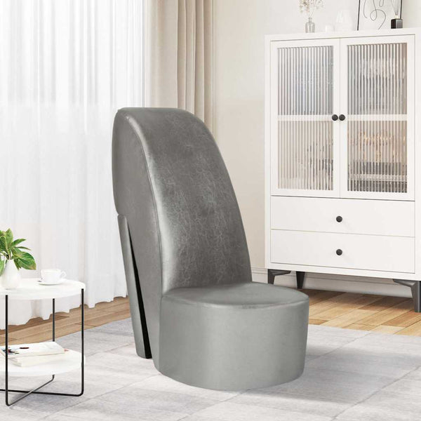 Stuhl in Stöckelschuh-Form Silbern Kunstleder