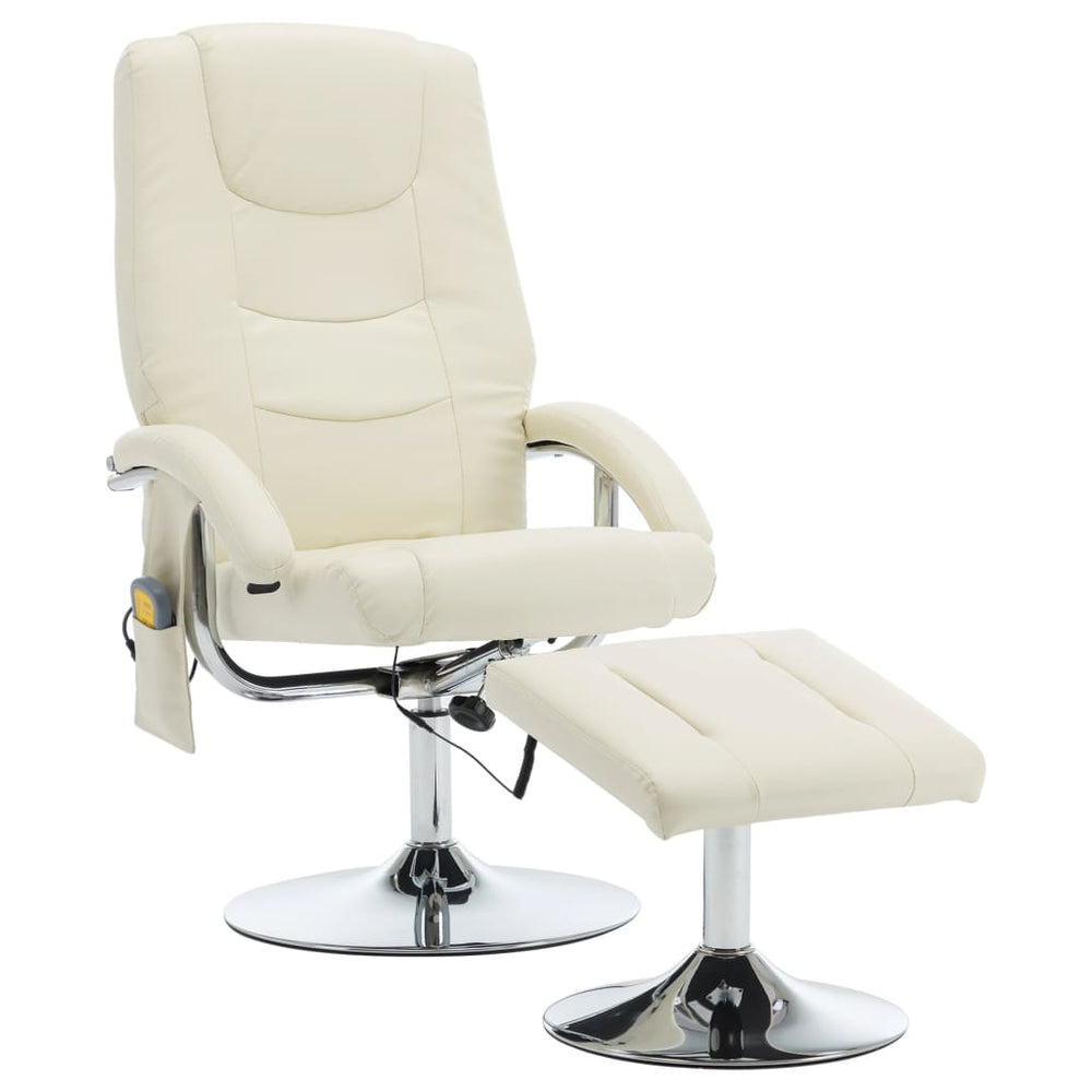 Massagesessel mit Fußhocker Creme Kunstleder
