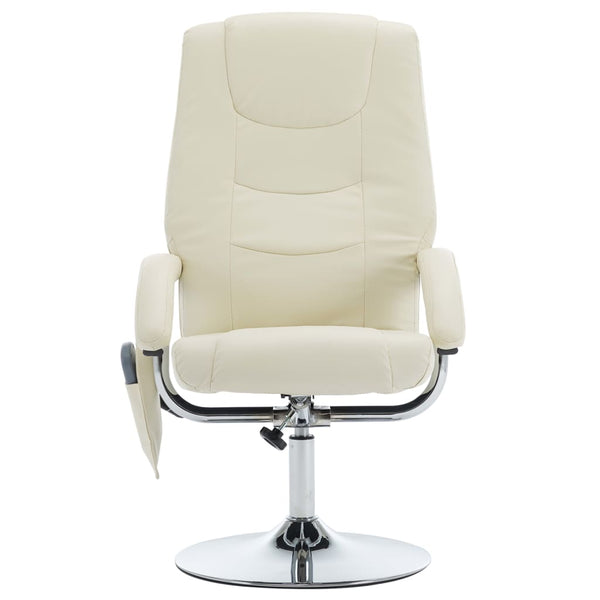 Massagesessel mit Fußhocker Creme Kunstleder