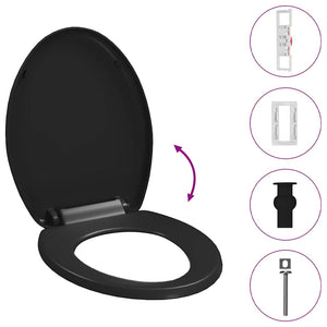 Toilettensitz mit Absenkautomatik und Quick-Release Schwarz