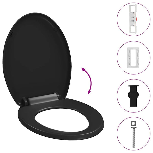 Toilettensitz mit Absenkautomatik und Quick-Release Schwarz
