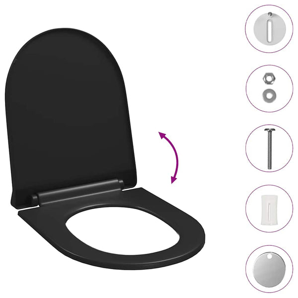 Toilettensitz mit Absenkautomatik und Quick-Release Schwarz