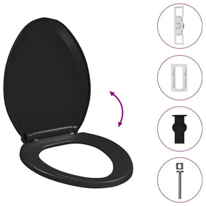 Toilettensitz mit Absenkautomatik und Quick-Release Schwarz
