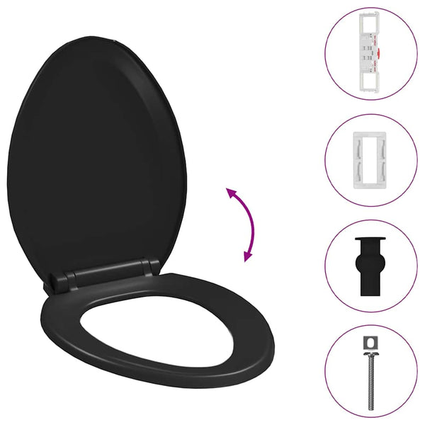 Toilettensitz mit Absenkautomatik und Quick-Release Schwarz