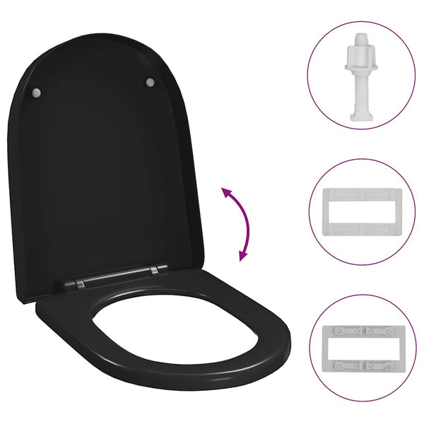 Toilettensitz mit Absenkautomatik und Quick-Release Schwarz