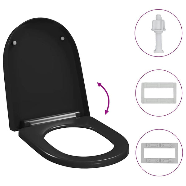 Toilettensitz mit Absenkautomatik und Quick-Release Schwarz