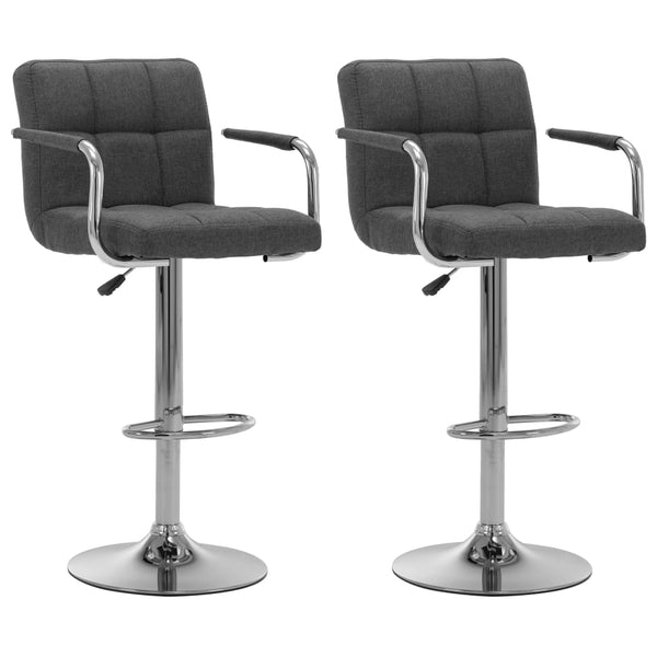 vidaXL Tabourets de bar 2 pcs Gris foncé Tissu
