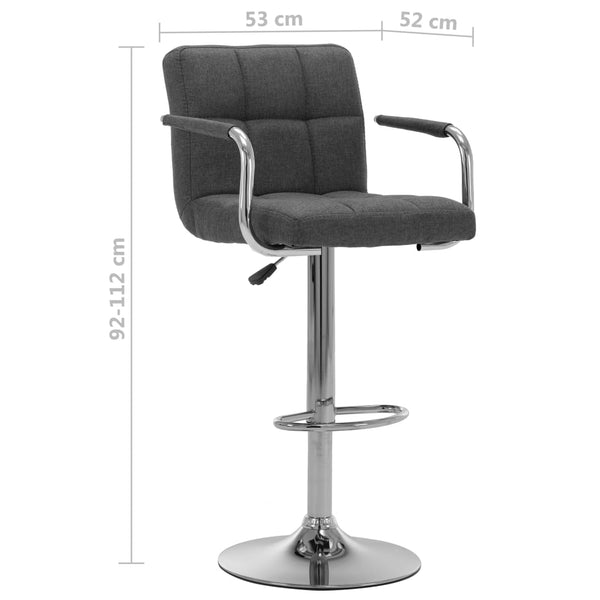 vidaXL Tabourets de bar 2 pcs Gris foncé Tissu