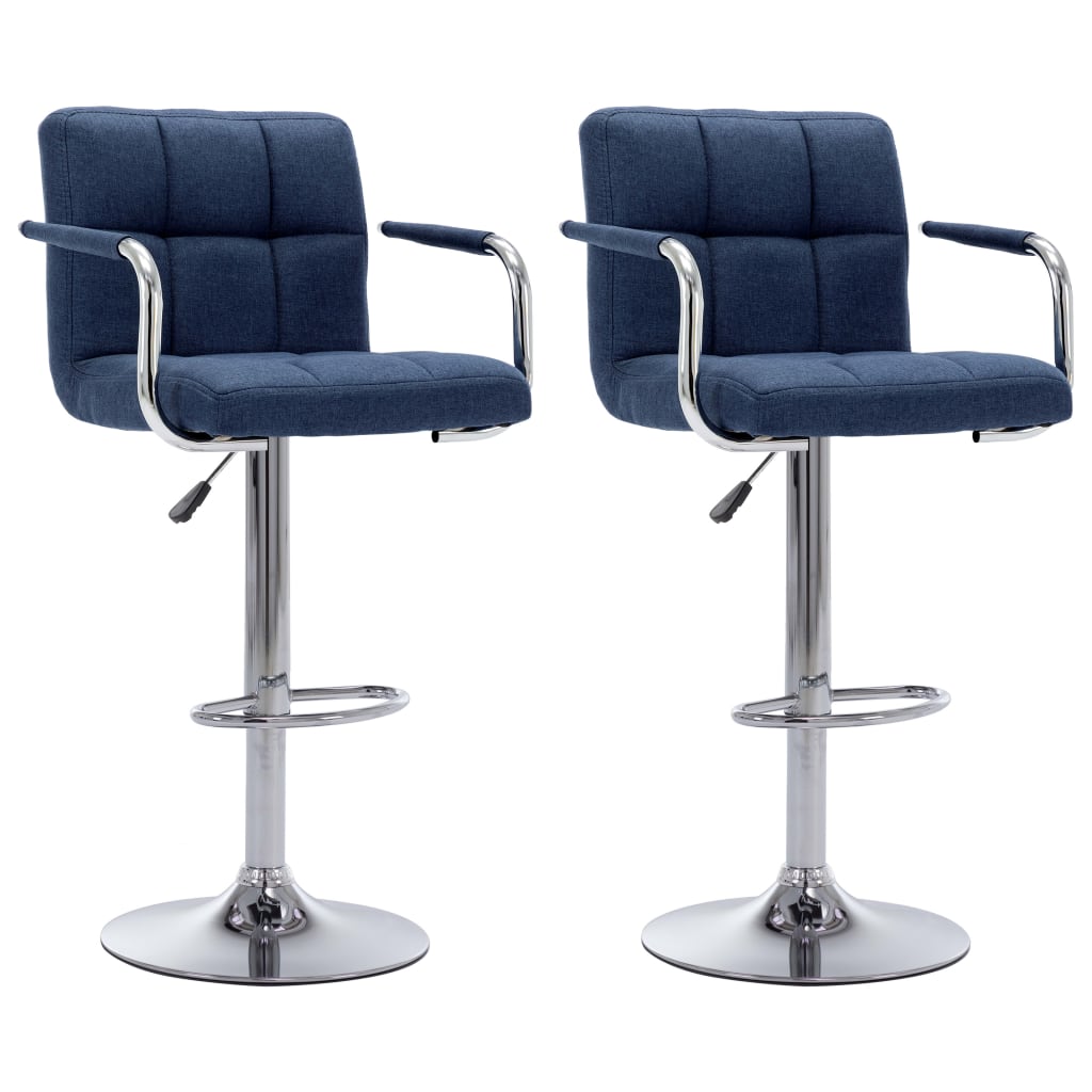 vidaXL Tabourets de bar 2 pcs Bleu Tissu