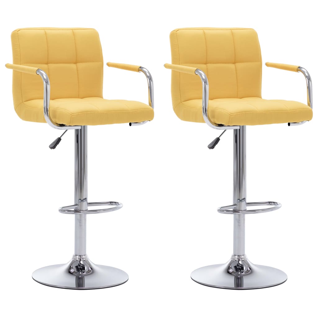 vidaXL Tabourets de bar 2 pcs Jaune Tissu