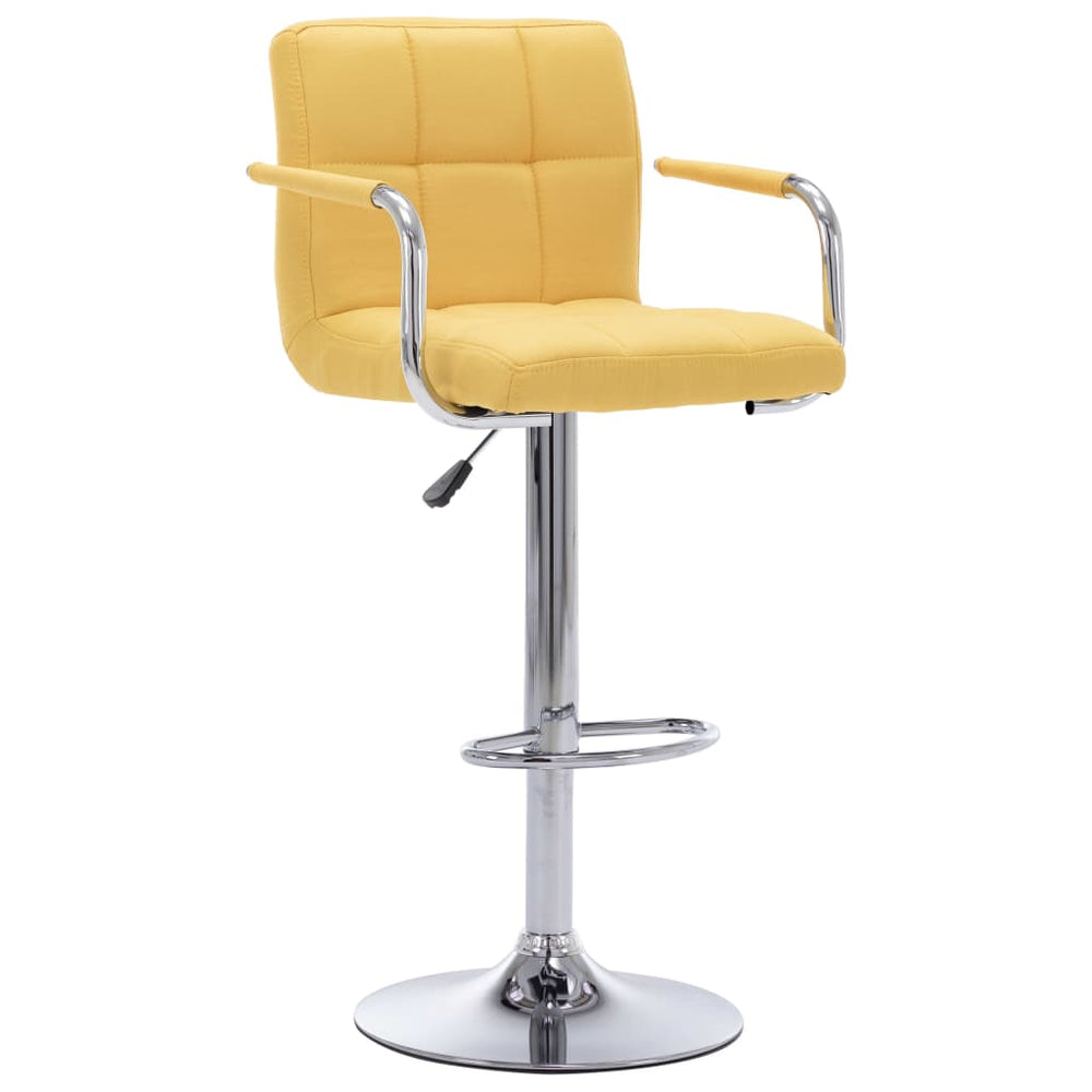 vidaXL Bar Stools 2 pcs Yellow Fabric