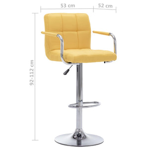 vidaXL Tabourets de bar 2 pcs Jaune Tissu