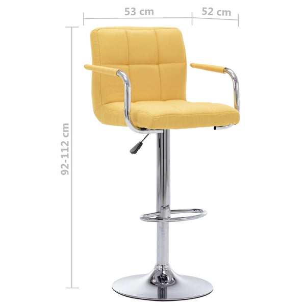 vidaXL Tabourets de bar 2 pcs Jaune Tissu