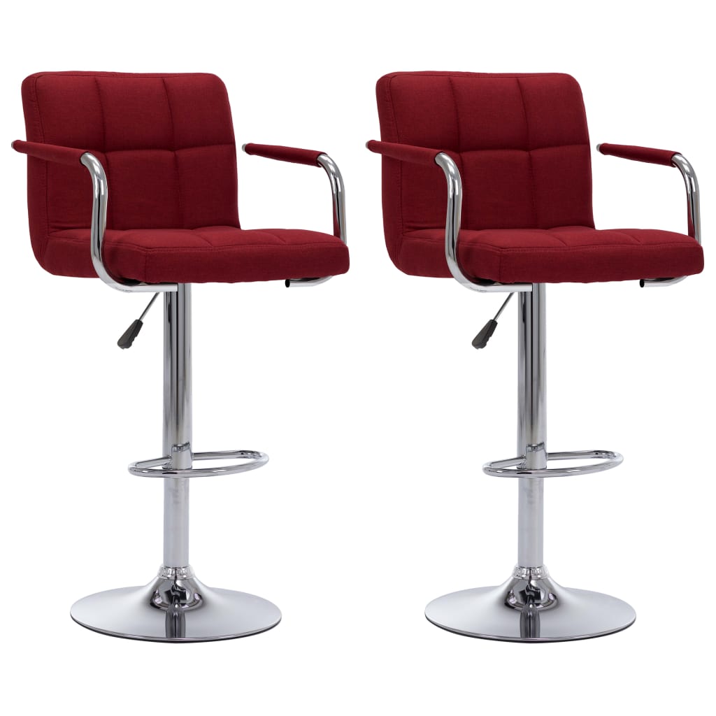 vidaXL Tabourets de bar 2 pcs Rouge bordeaux Tissu