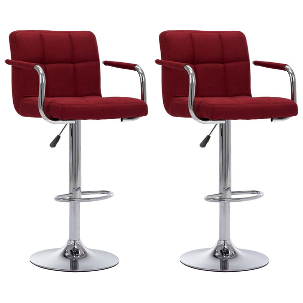 vidaXL Tabourets de bar 2 pcs Rouge bordeaux Tissu