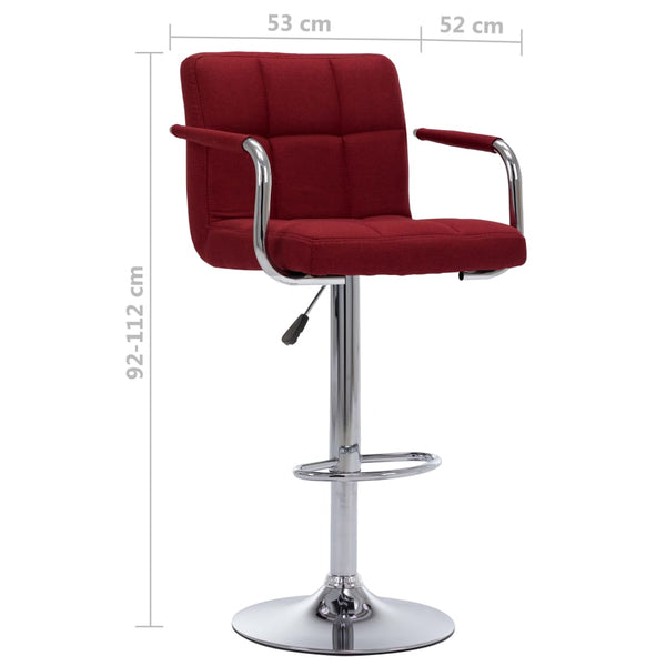 vidaXL Tabourets de bar 2 pcs Rouge bordeaux Tissu