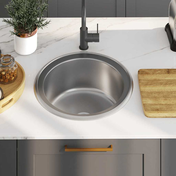 vidaXL Built-in Sink with Sieve and Siphon Stainless Steel