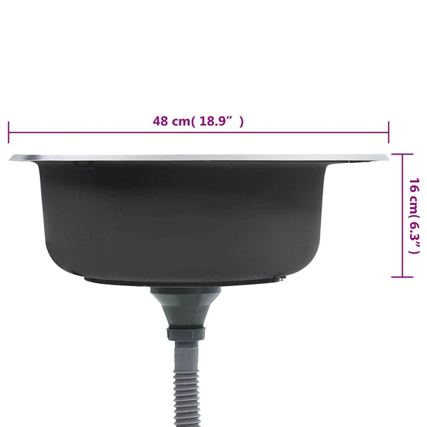 vidaXL Built-in Sink with Sieve and Siphon Stainless Steel