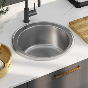 vidaXL Built-in Sink with Sieve and Siphon Stainless Steel
